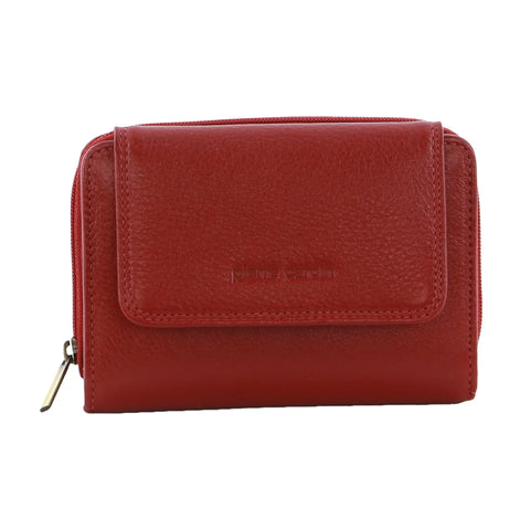 Compact Women's Leather Bi-Fold Wallet - Red