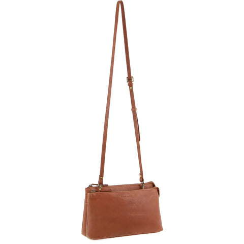 Pierre Cardin Ladies Leather Cross Body Bag - Tan