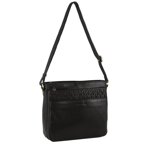 Pierre Cardin Leather Embossed Cross body Bag - Black