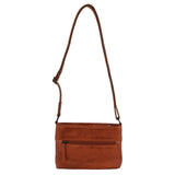 Pierre Cardin Leather Woven Embelished Cross Body Bag - Cognac