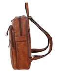 Pierre Cardin Burnished Leather Laptop Backpack - Cognac