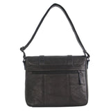 Pierre Cardin Crumple Leather Laptop Bag - Black