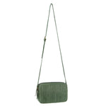 Ladies Leather Double Zip Cross Body Bag - Green