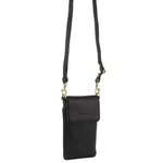 Leather Phone Cross Body Bag - Black