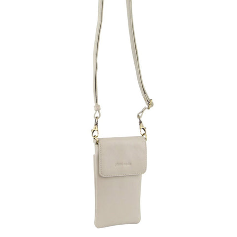 Leather Phone Cross Body Bag - Bone