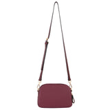 MILLENI VEGAN LEATHER DOUBLE ZIP CROSS BODY BAG - WINE