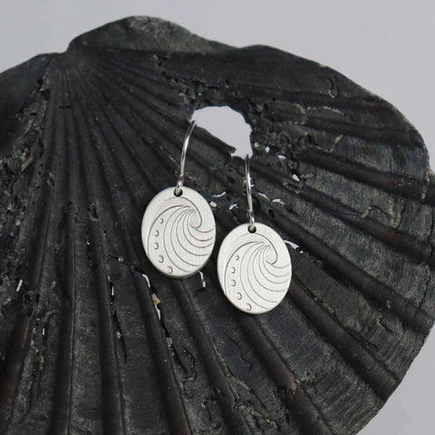 Paua Pendant Earrings - Silver