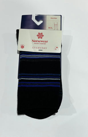 Horizon Stripe Merino Socks - Black