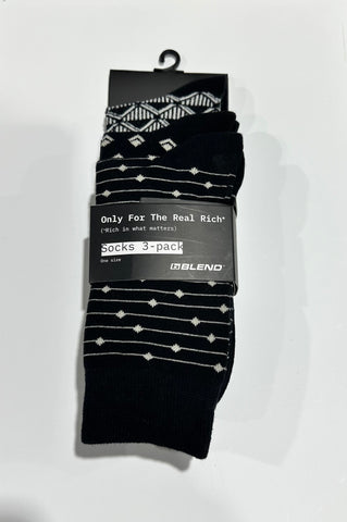 Blend socks- black & white geo - 3 pack