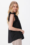 Suzy D Roma Cotton Frill Sleeve Top - Black