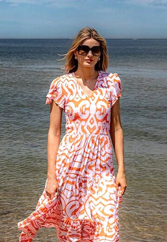 LEONI Ira Dress - Orange Print