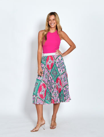 LEONI Celine Skirt - Hot Pink Print