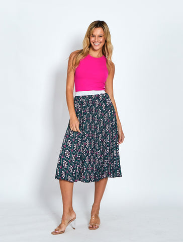 LEONI Celine Skirt - Navy Print