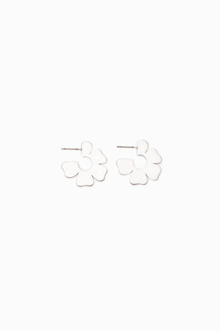 Stilen Carrie Flower Stud Hoops - Silver