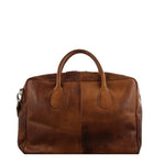 Pierre Cardin Rustic Leather Business Overnight Bag - Cognac