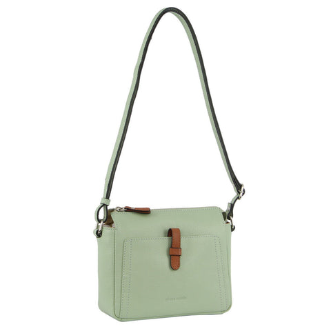 Pierre Cardin Ladies Leather Square Crossbody Bag - Jade