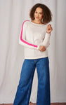 ARM STRIPE JUMPER - ECRU/HOT PINK-online clearance