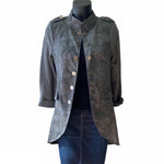 SUZY D PRINTED MILITARY JACKET - DARK GREY