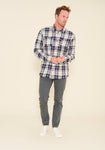 BRAKEBURN ECRU NAVY CHECK SHIRT - CLEARANCE