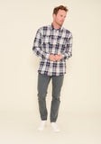 BRAKEBURN ECRU NAVY CHECK SHIRT - CLEARANCE