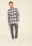 BRAKEBURN ECRU NAVY CHECK SHIRT - CLEARANCE