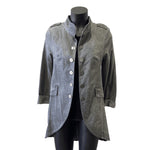 SUZY D DISTRESSED MILITARY JACKET - DARK GREY