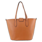 MILLENI VEGAN LEATHER TOTE BAG - BEIGE/BROWN