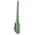 PIERRE CARDIN MEDIUM CROSS BODY BAG WITH WOVEN FRONT POCKET  - GREEN