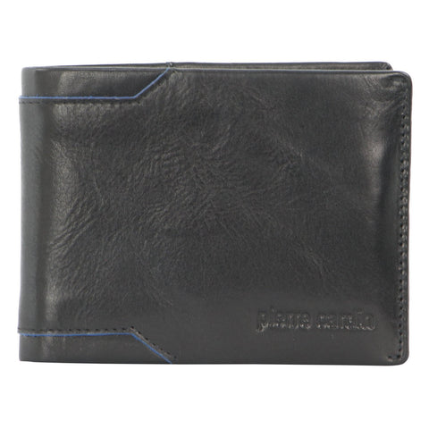 PIERRE CARDIN LEATHER BI-FOLD WALLET - BLACK