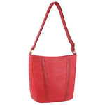 PIERRE CARDIN HERRINGBONE EMBOSSED LEATHER CROSS BODY BAG - RED