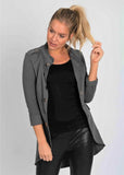 SUZY D DISTRESSED MILITARY JACKET - DARK GREY