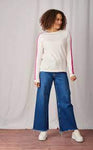 ARM STRIPE JUMPER - ECRU/HOT PINK-online clearance